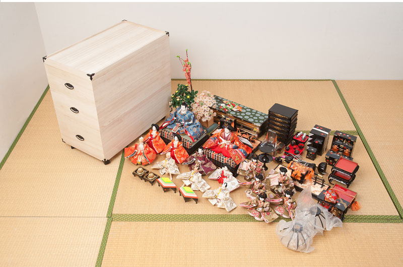 総桐 雛人形 収納ケース 3段 高さ72.5cmタイプ